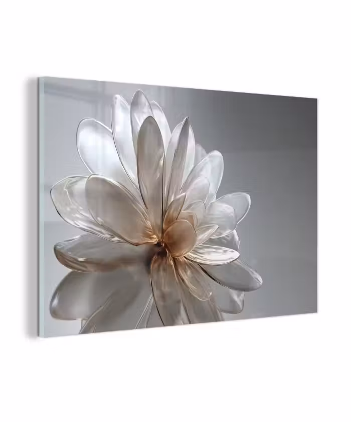 Glas schilderij - Bloem - Wit - Neutraal