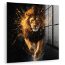 Leeuw - Zwart - Oranje - Verf plexiglas 5mm klein -zzzproduct_nieuw