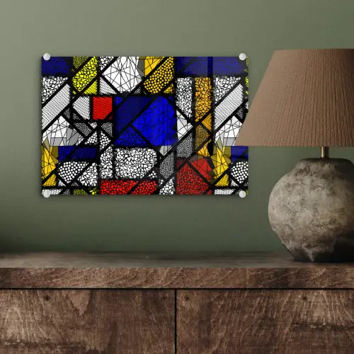 Mondriaan - Glas in lood - Oude Meesters - Kunstwerk - Abstract - Schilderij plexiglas 5mm klein -sfeer3