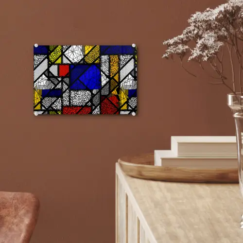 Mondriaan - Glas in lood - Oude Meesters - Kunstwerk - Abstract - Schilderij plexiglas 5mm klein -sfeer5