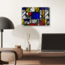Mondriaan - Glas in lood - Oude Meesters - Kunstwerk - Abstract - Schilderij plexiglas 5mm klein -sfeer6