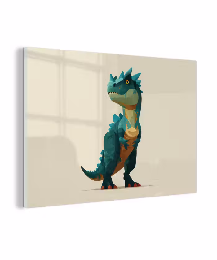 Glas schilderij - Stekels - Dino - Blauw - Gespierd