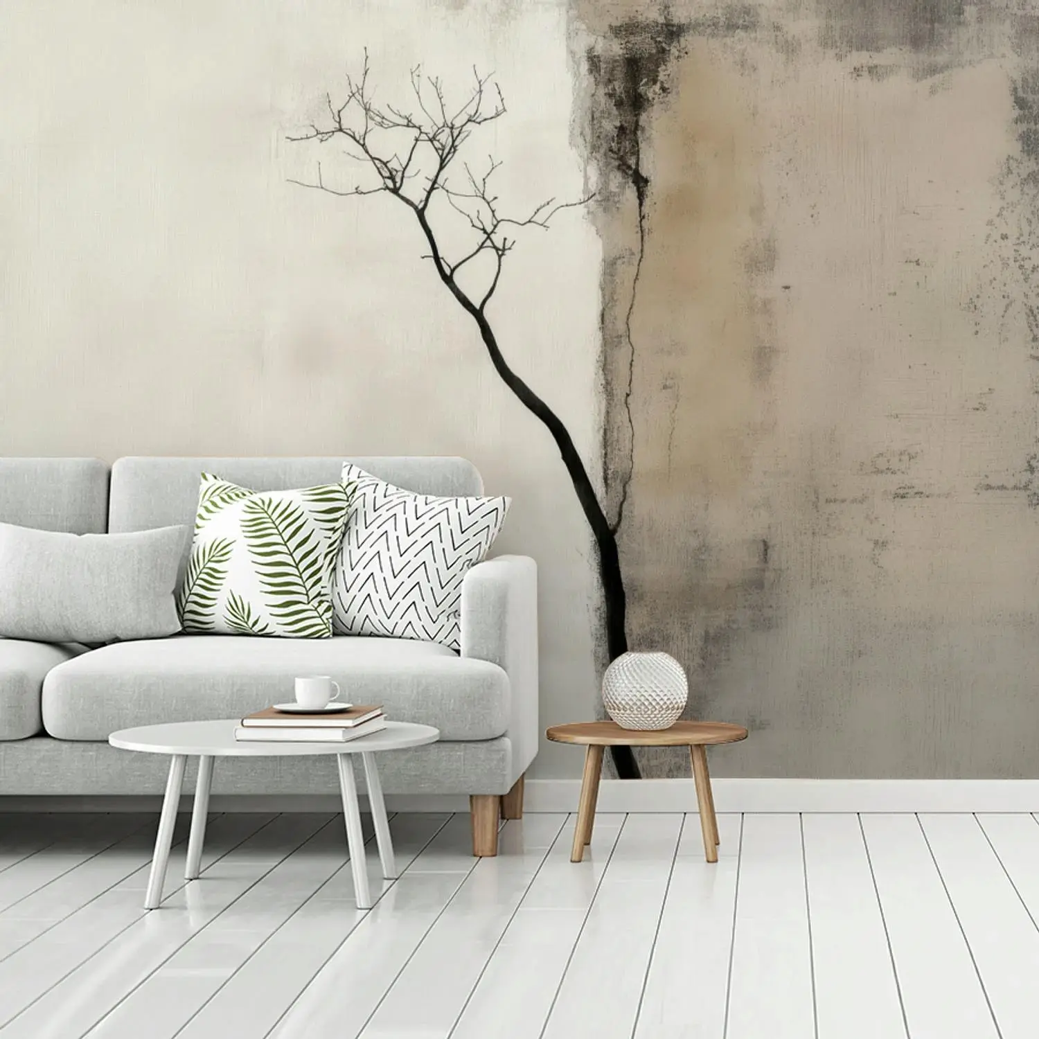 Behang - Wabi sabi - Plant - Beige