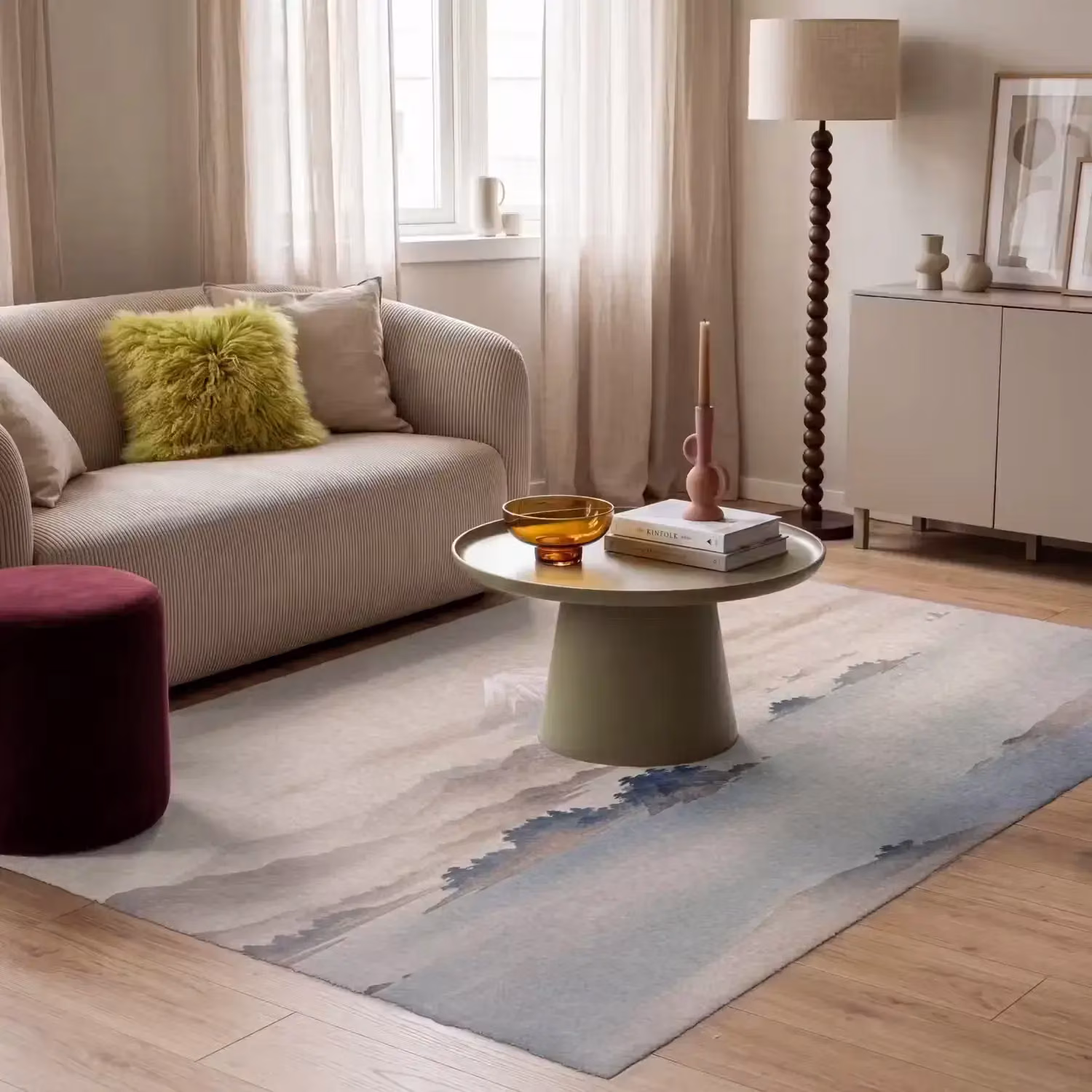 Vloerkleed - Japans - Landschap - Beige