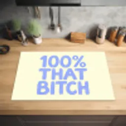 100% that bitch - Blauw - Wit Inductie beschermer vinyl 3mm klein -sfeer5