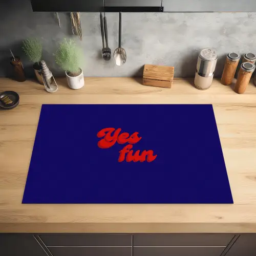 Blauw - Rood - Yes fun - 3D Inductie beschermer vinyl 3mm klein -sfeer5