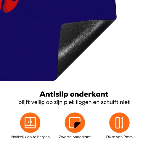 Blauw - Rood - Yes fun - 3D Inductie beschermer vinyl 3mm klein -zzzzzzz-td-onderkant