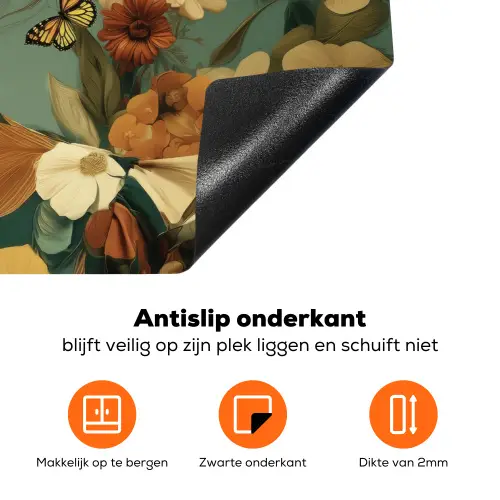 Bloemenkrans - Vrouwengezicht - Zonnebril - Oranje Inductie beschermer vinyl 3mm klein -zzzzzzz-td-onderkant