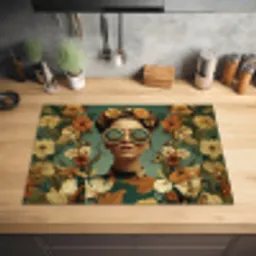 Bloemenkrans - Vrouwengezicht - Zonnebril - Oranje Inductie beschermer vinyl 3mm klein -sfeer5