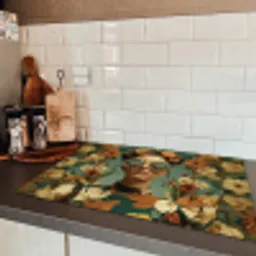 Bloemenkrans - Vrouwengezicht - Zonnebril - Oranje Inductie beschermer vinyl 3mm klein -sfeer3