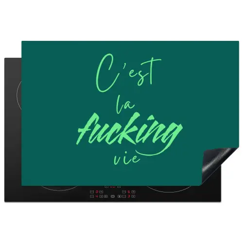 c'est la fucking vie - Groen - Handgeschreven Inductie beschermer vinyl 3mm klein -3d
