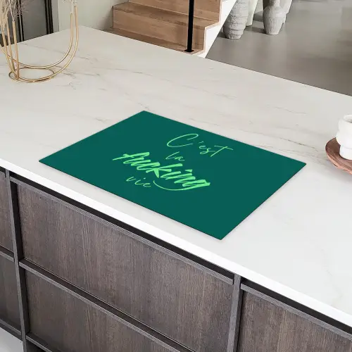 c'est la fucking vie - Groen - Handgeschreven Inductie beschermer vinyl 3mm klein -sfeer8