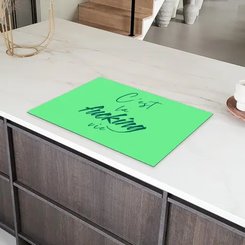 c'est la fucking vie - Groen - Penseelstijl Inductie beschermer vinyl 3mm klein -sfeer8