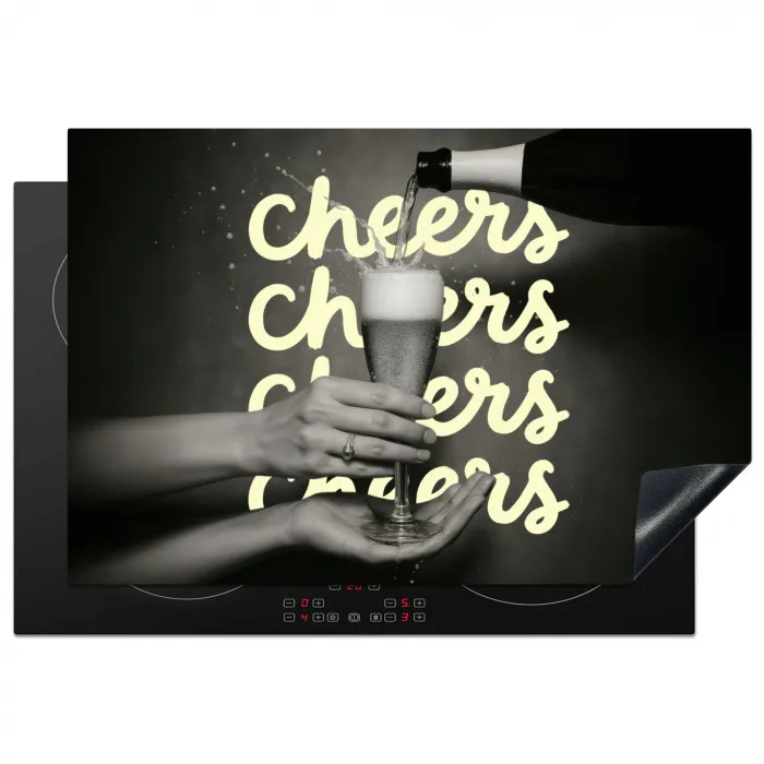 Cheers - Wijn - Zwart - Wit Inductie beschermer vinyl 3mm klein -3d