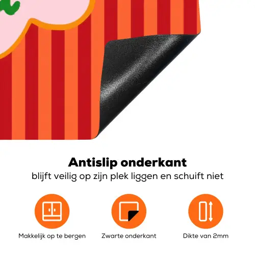 Ciao bella - Tekstwolk - Strepen - Oranje Inductie beschermer vinyl 3mm klein -zzzzzzz-td-onderkant