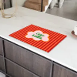 Ciao bella - Tekstwolk - Strepen - Oranje Inductie beschermer vinyl 3mm klein -sfeer8