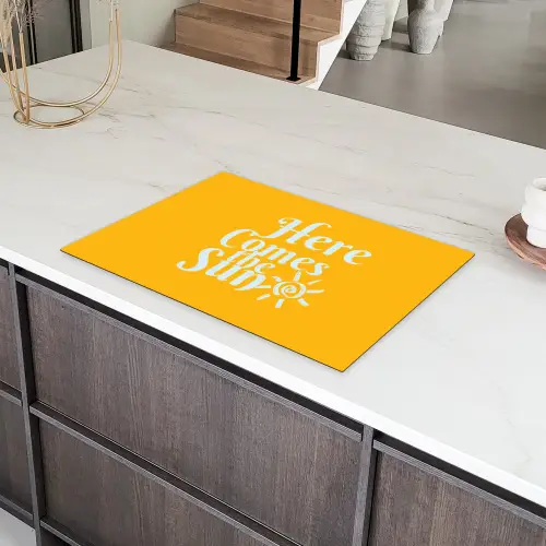 Geel - Blauw - Here comes the sun Inductie beschermer vinyl 3mm klein -sfeer8