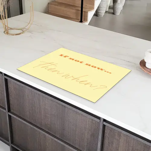 Geel - Oranje - if not now then when Inductie beschermer vinyl 3mm klein -sfeer8