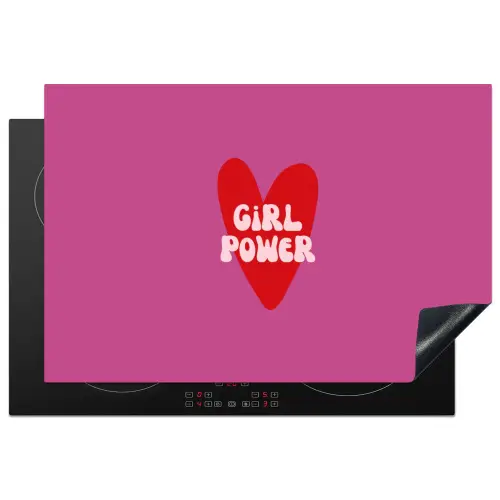 Girl power - Hart - Roze - Rood Inductie beschermer vinyl 3mm klein -3d