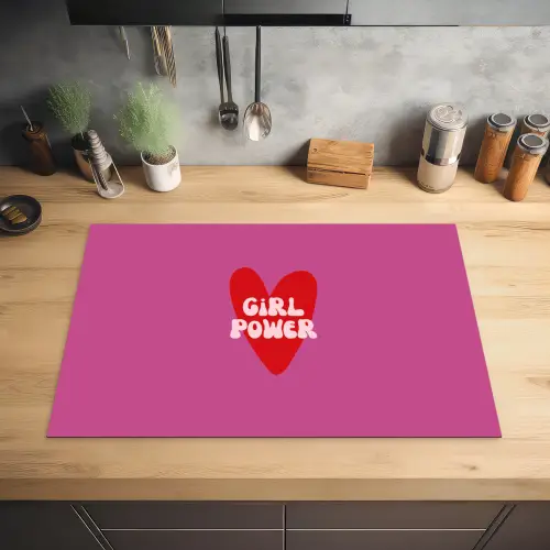 Girl power - Hart - Roze - Rood Inductie beschermer vinyl 3mm klein -sfeer5