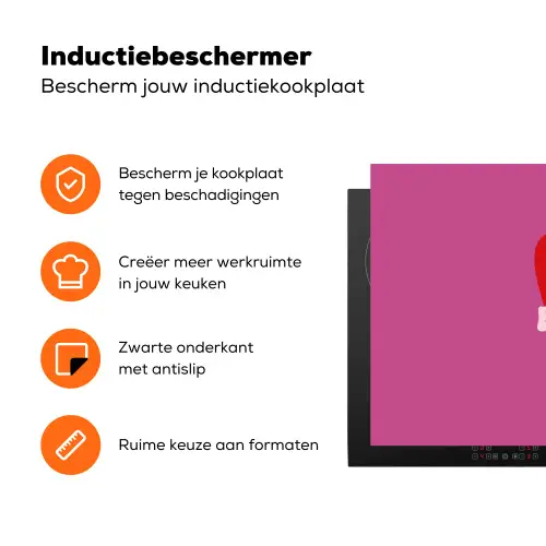 Girl power - Hart - Roze - Rood Inductie beschermer vinyl 3mm klein -zzzzzzz-td-ups