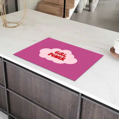 Girl power - Wolk - Roze Inductie beschermer vinyl 3mm klein -sfeer8