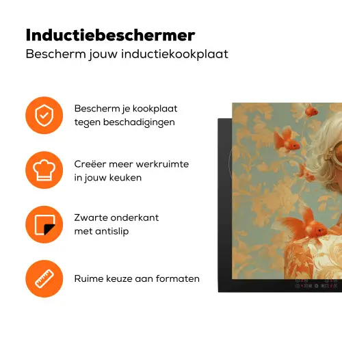 Goudvissen - Oranje - Vrouw - Blond Inductie beschermer vinyl 3mm klein -zzzzzzz-td-ups