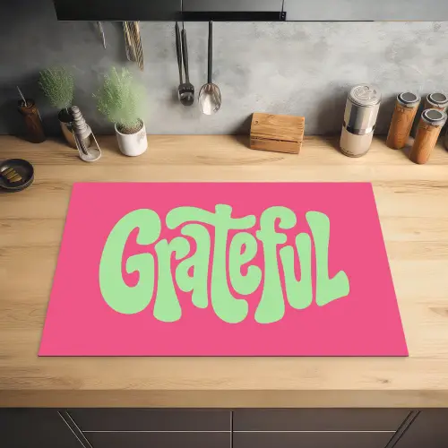 Grateful - Groen - Grafisch - Vloeiend Inductie beschermer vinyl 3mm klein -sfeer5