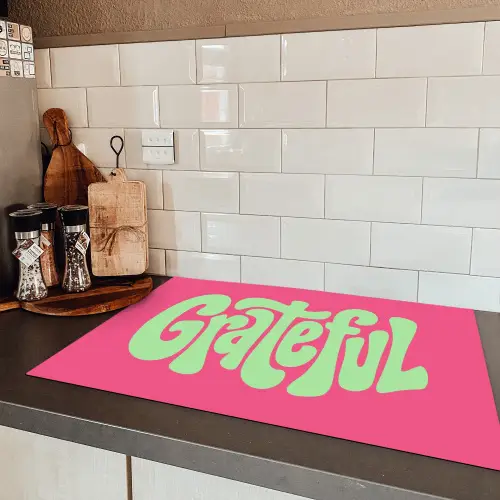 Grateful - Groen - Grafisch - Vloeiend Inductie beschermer vinyl 3mm klein -sfeer3