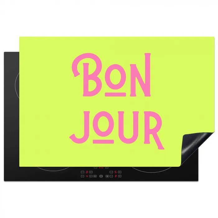 Groen - Roze bonjour - art-deco Inductie beschermer vinyl 3mm klein -3d