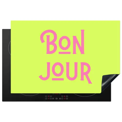 Groen - Roze bonjour - art-deco Inductie beschermer vinyl 3mm klein -3d