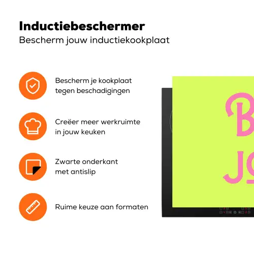 Groen - Roze bonjour - art-deco Inductie beschermer vinyl 3mm klein -zzzzzzz-td-ups