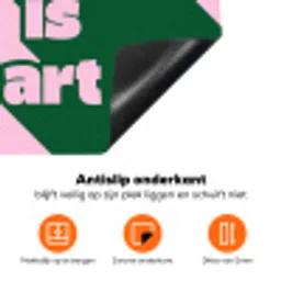 Groen - Teskt - This is art - Roze Inductie beschermer vinyl 3mm klein -zzzzzzz-td-onderkant