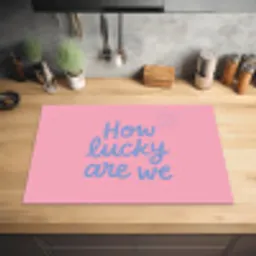 How lucky are we - Klavervier - Roze - Blauw Inductie beschermer vinyl 3mm klein -sfeer5