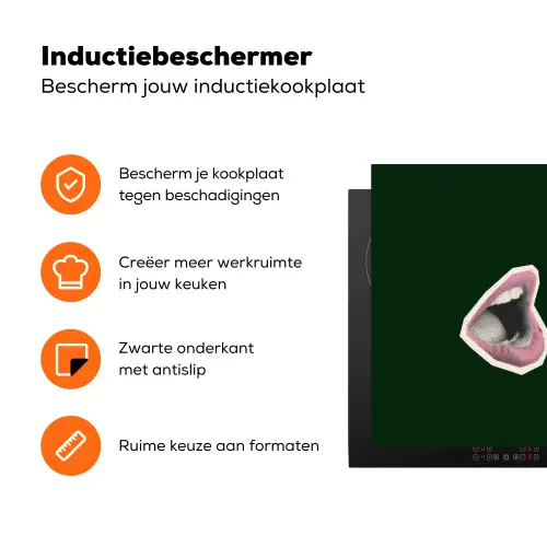 Illustratie - Mond - Donkergroen - Tekstwolkje Inductie beschermer vinyl 3mm klein -zzzzzzz-td-ups