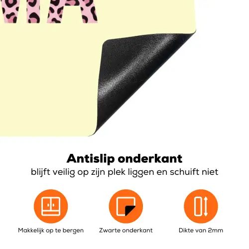 Karma - Luipaardprint - Geel Inductie beschermer vinyl 3mm klein -zzzzzzz-td-onderkant