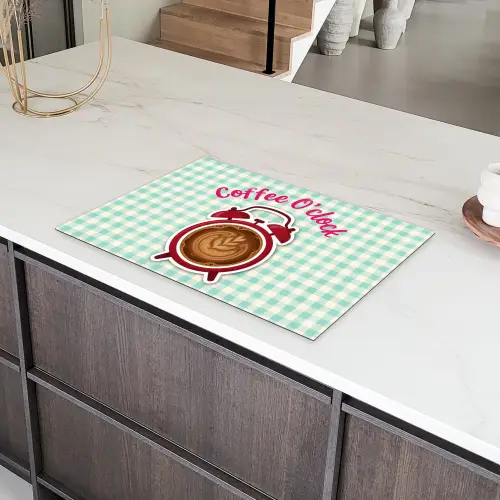 Koffie - Klok - Groen Inductie beschermer vinyl 3mm klein -sfeer8