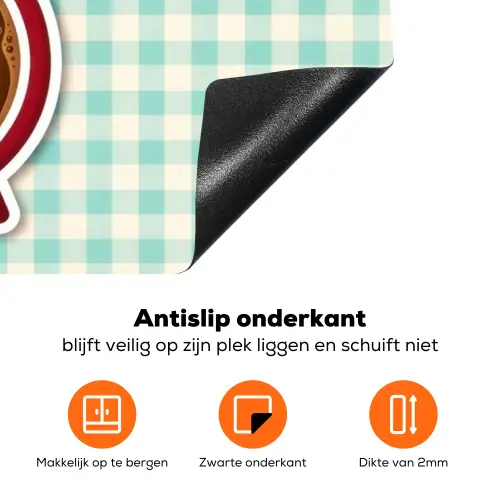 Koffie - Klok - Groen Inductie beschermer vinyl 3mm klein -zzzzzzz-td-onderkant