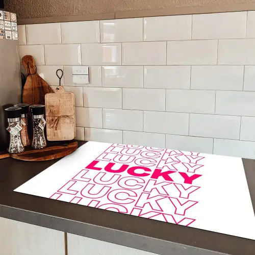 Lucky - Roze - Patroon Inductie beschermer vinyl 3mm klein -sfeer3