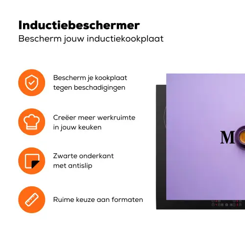Maandag - Mok - Koffie - Paars Inductie beschermer vinyl 3mm klein -zzzzzzz-td-ups