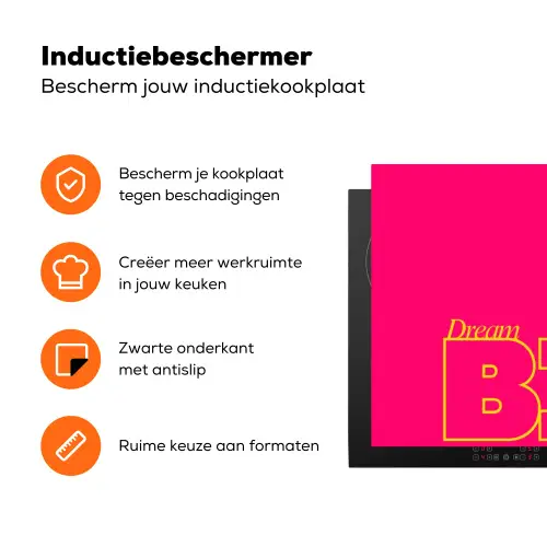 Minimalistisch - Roze - Dream big - Grafisch Inductie beschermer vinyl 3mm klein -zzzzzzz-td-ups
