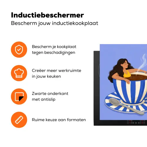 Mok - Koffie - Vrouw - Paars Inductie beschermer vinyl 3mm klein -zzzzzzz-td-ups