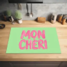 Mon cheri - Groen - Roze Inductie beschermer vinyl 3mm klein -sfeer5