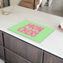 Mon cheri - Groen - Roze Inductie beschermer vinyl 3mm klein -sfeer8