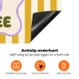 More coffee - Geel - Paars - Strepen - Mok Inductie beschermer vinyl 3mm klein -zzzzzzz-td-onderkant