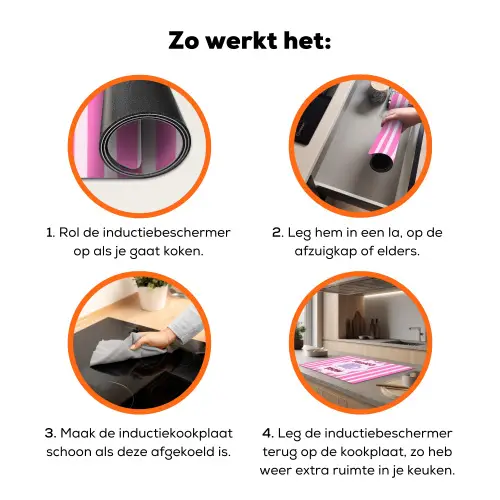 More coffee - Roze - Paars - Strepen - Mok Inductie beschermer vinyl 3mm klein -zzzzzzz-td-werking
