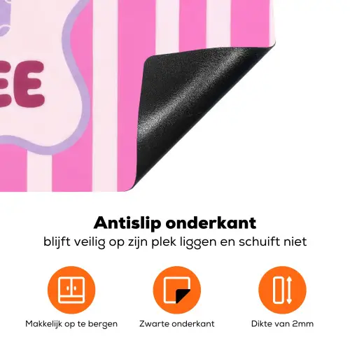 More coffee - Roze - Paars - Strepen - Mok Inductie beschermer vinyl 3mm klein -zzzzzzz-td-onderkant