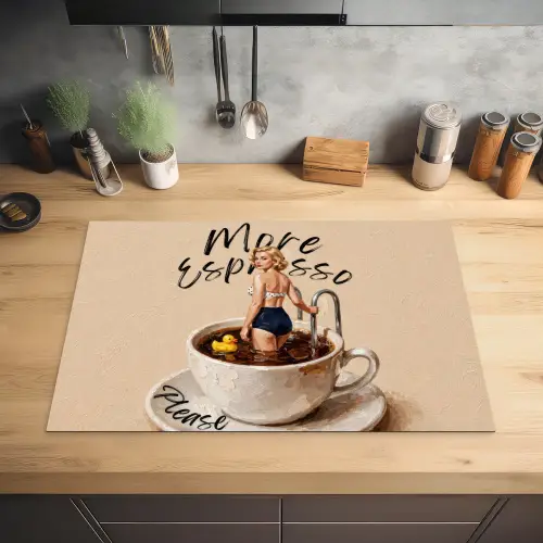 More espresso - Koffie - Eend Inductie beschermer vinyl 3mm klein -sfeer5