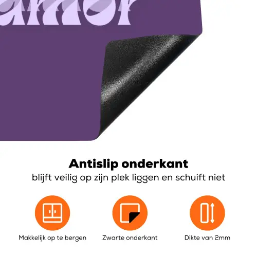 Mucho amor - Paars - Grafisch Inductie beschermer vinyl 3mm klein -zzzzzzz-td-onderkant