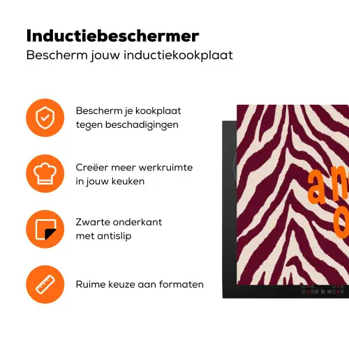 New era - Bordeaux - Zebraprint Inductie beschermer vinyl 3mm klein -zzzzzzz-td-ups